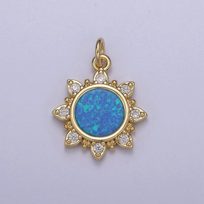 Dainty Opal Sun Charm Clear Pink Blue Opal Celestial Jewelry Inspired N-668 - N-670