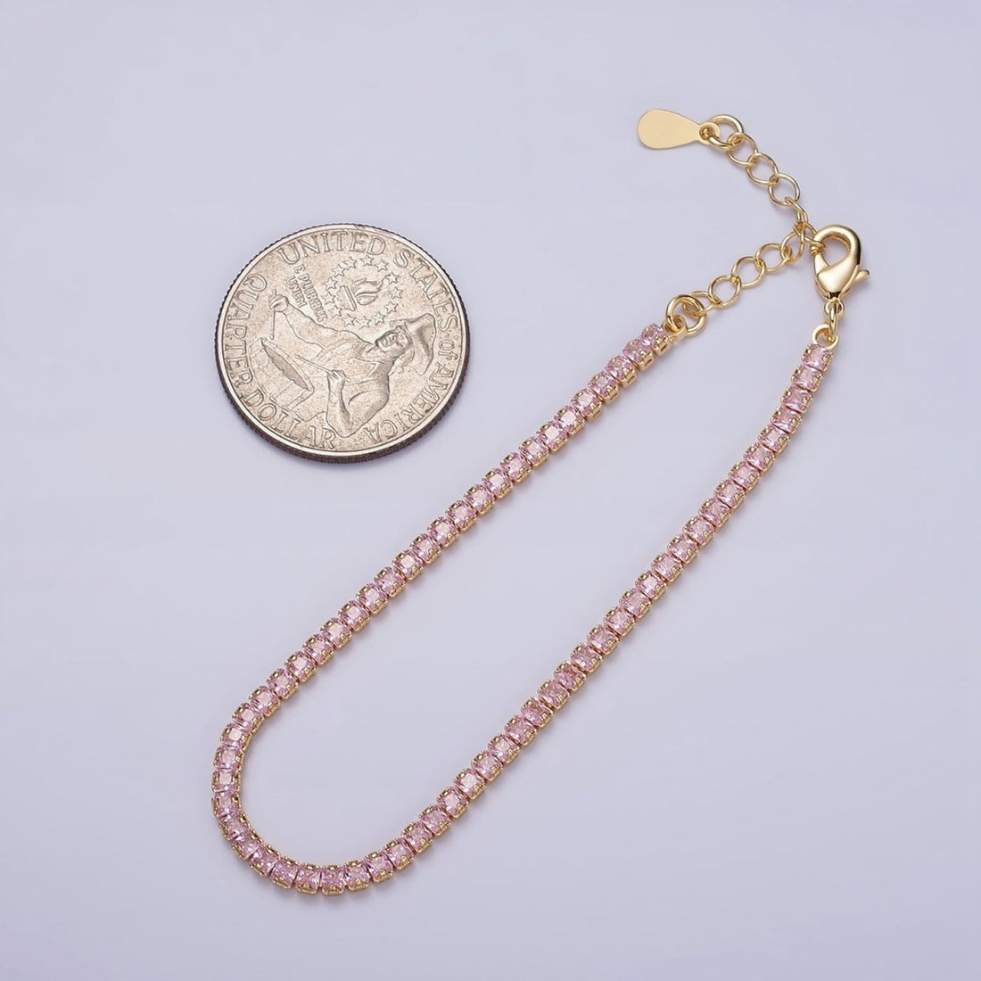 Dainty PEACH, YELLOW, RED Diamond Tennis Bracelet Gold CZ Tennis Bracelet Cubic Zirconia Diamond Bracelet Adjustable | WA-890 WA-891 WA-892 Clearance Pricing