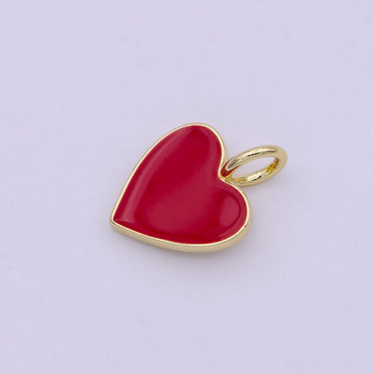 Dainty Pink enameled heart Red enamel heart pendant, Gold Love charm enamel jewelry for Necklace Bracelet Earring Charm Supply C-801