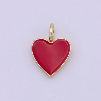 Dainty Pink enameled heart Red enamel heart pendant, Gold Love charm enamel jewelry for Necklace Bracelet Earring Charm Supply C-801