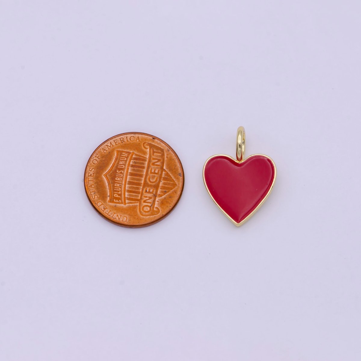 Dainty Pink enameled heart Red enamel heart pendant, Gold Love charm enamel jewelry for Necklace Bracelet Earring Charm Supply C-801