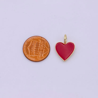 Dainty Pink enameled heart Red enamel heart pendant, Gold Love charm enamel jewelry for Necklace Bracelet Earring Charm Supply C-801