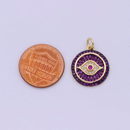 Dainty Pink Evil Eye Pendant for Necklace Charm in 24k Gold Filled Evil Eye Charm for Bracelet Necklace Earring Supply 20x15mm D-192