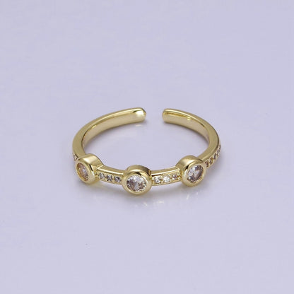 Dainty pink green clear stone ring stackable ring cubic cz gold ring  O-2111