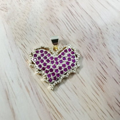 Dainty Pink Micro Pave Heart Charm, Cubic Heart Shape Charm  Love Charm 25mm x 20mm for bracelet necklace earring charm Component I-612 I-886
