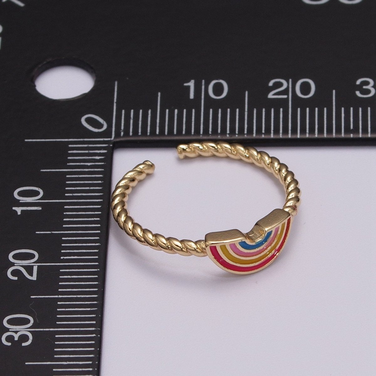 Dainty Rainbow Ring, Pink Enamel Ring Twisted Open Adjustable Ring Christmas New beginning gift U-113 U-114