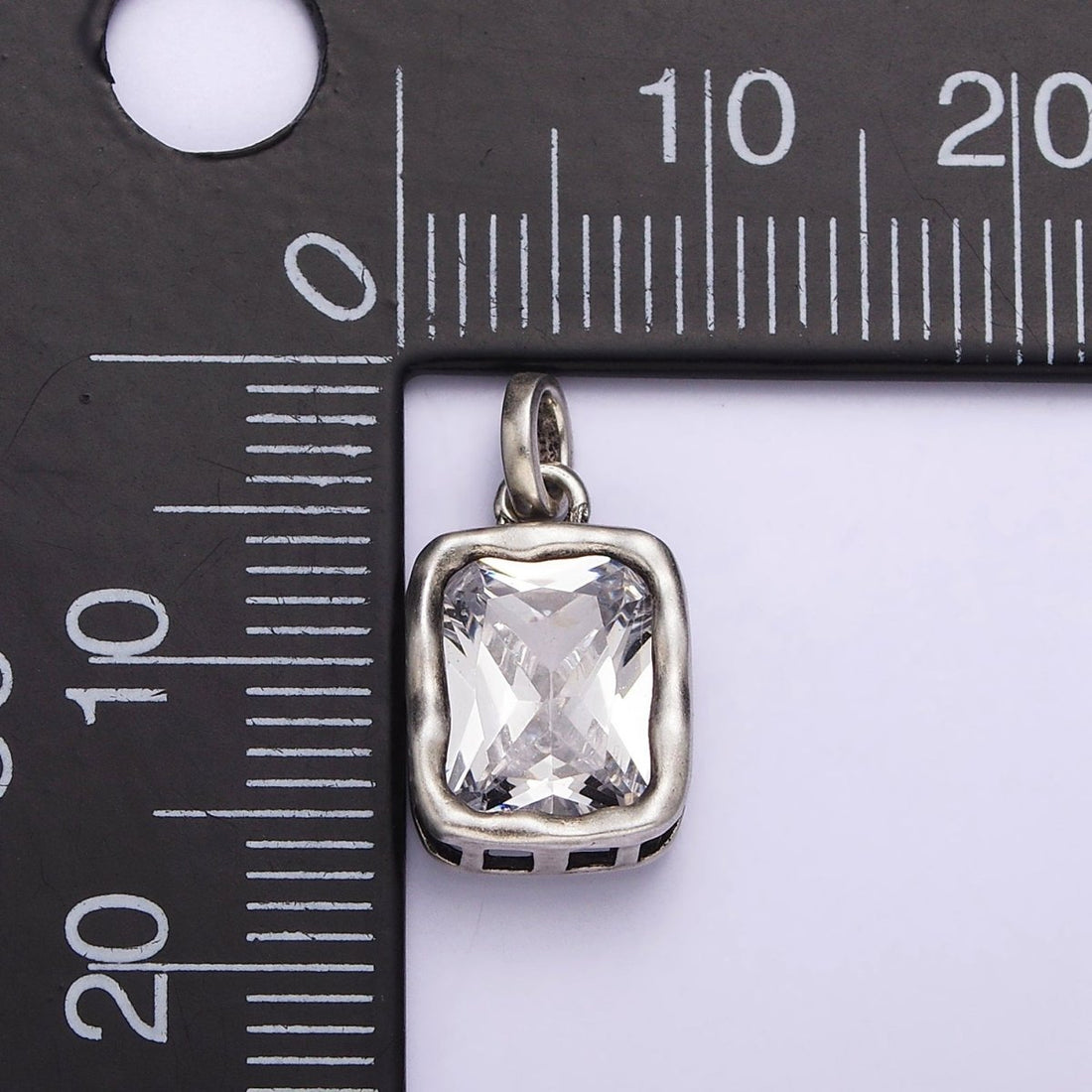 Dainty Rectangle Charm in 925 Sterling Silver Pendant CZ Drop Pendant SL-317
