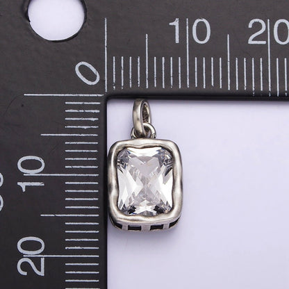 Dainty Rectangle Charm in 925 Sterling Silver Pendant CZ Drop Pendant SL-317