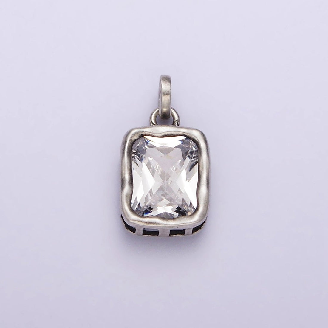 Dainty Rectangle Charm in 925 Sterling Silver Pendant CZ Drop Pendant SL-317