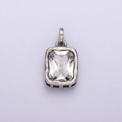 Dainty Rectangle Charm in 925 Sterling Silver Pendant CZ Drop Pendant SL-317