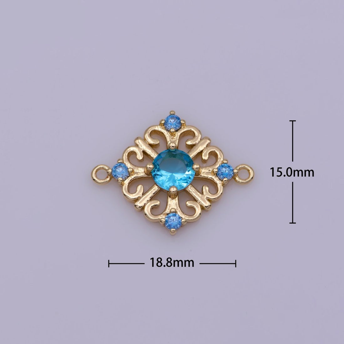 Dainty Rhombus Gold Filigree Ornate Link Connector for Charm Earring Necklace Bracelet Supply Y-390