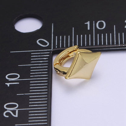 Dainty Rhombus Huggie Earrings | Tiny Geometric Hoops | Polygon Minimalist Earring  V-091