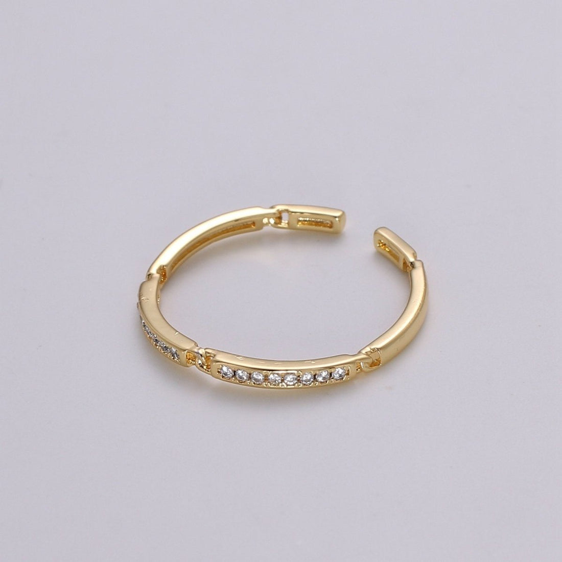 Dainty Ring, Gold Vermeil Minimalist Ring, Stacking Ring, Simple Open Ring, Cubic Zirconia Adjustable Ring, Thin Ring, Gift for Her R-127