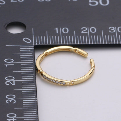 Dainty Ring, Gold Vermeil Minimalist Ring, Stacking Ring, Simple Open Ring, Cubic Zirconia Adjustable Ring, Thin Ring, Gift for Her R-127