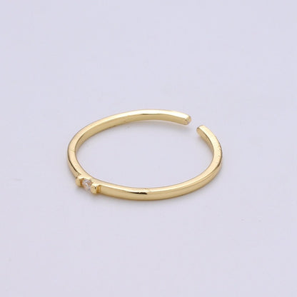 Dainty ring, Promise ring, Minimalist cz ring, Delicate ring, cZ ring, Micro Pave ring, Engagement ring, Dainty ring gold, Open Gold ring R-134