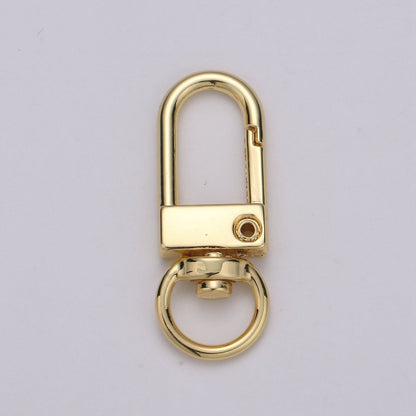 Dainty Self Closing Swivel Clasps - Triggerless - 33mm X 12mm - Real Gold Plated for Charm Lock Keychain Supply Component L-022 L-023