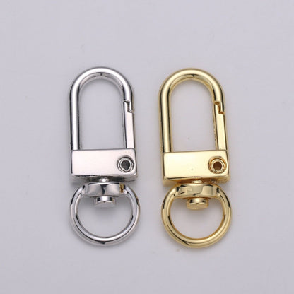 Dainty Self Closing Swivel Clasps - Triggerless - 33mm X 12mm - Real Gold Plated for Charm Lock Keychain Supply Component L-022 L-023