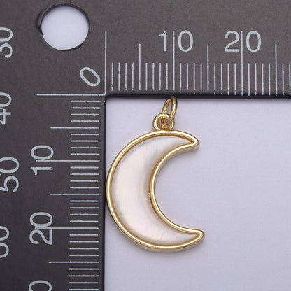 Dainty Shell Pearl Crescent Moon Charm Minimalist Celestial Jewelry Making  N-823