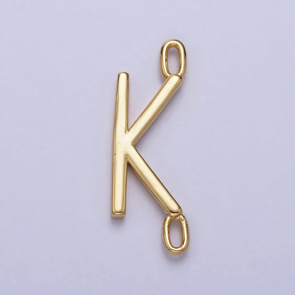 Dainty Sideway Initial Charm Connector Gold Letter Dainty Name Necklace Link Connector for Personalized Jewelry A-364-A-376