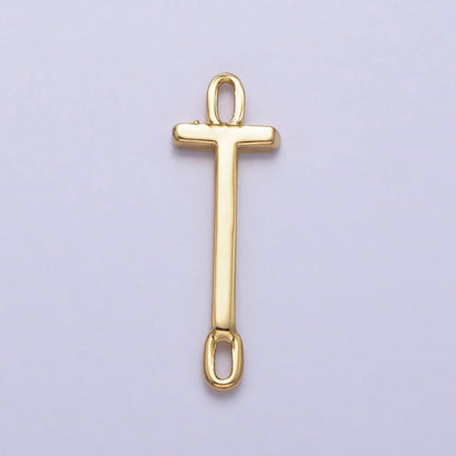 Dainty Sideway Initial Charm Connector Gold Letter Dainty Name Necklace Link Connector for Personalized Jewelry A-364-A-376