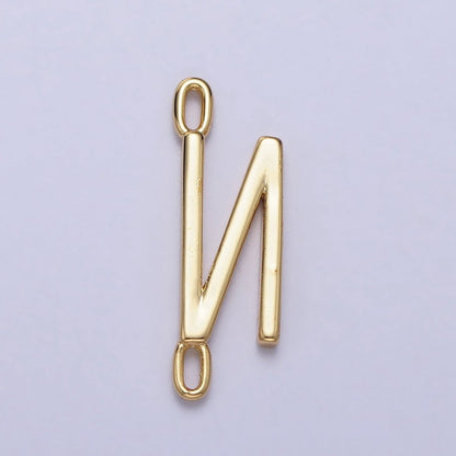 Dainty Sideway Initial Charm Connector Gold Letter Dainty Name Necklace Link Connector for Personalized Jewelry A-364-A-376