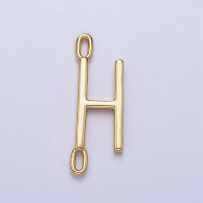 Dainty Sideway Initial Charm Connector Gold Letter Dainty Name Necklace Link Connector for Personalized Jewelry A-364-A-376