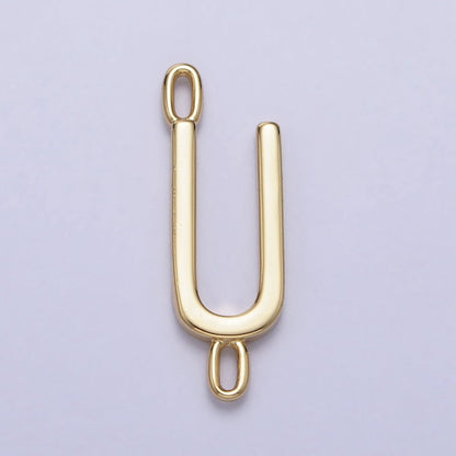 Dainty Sideway Initial Charm Connector Gold Letter Dainty Name Necklace Link Connector for Personalized Jewelry A-364-A-376