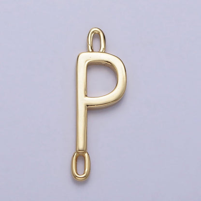 Dainty Sideway Initial Charm Connector Gold Letter Dainty Name Necklace Link Connector for Personalized Jewelry A-364-A-376