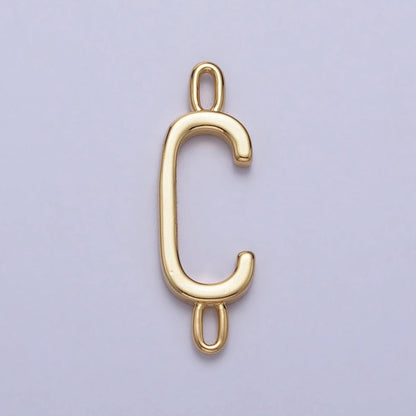 Dainty Sideway Initial Charm Connector Gold Letter Dainty Name Necklace Link Connector for Personalized Jewelry A-364-A-376