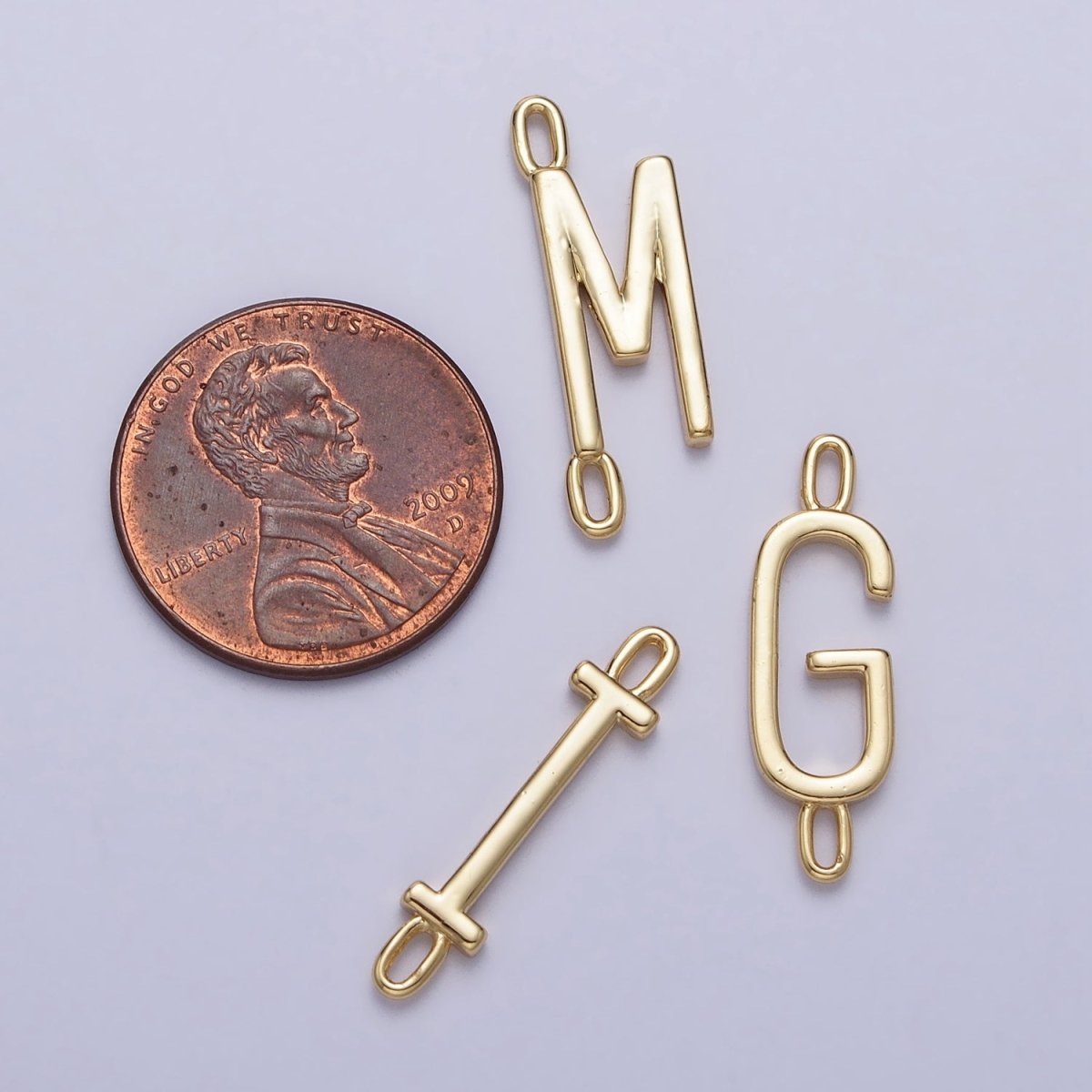 Dainty Sideway Initial Charm Connector Gold Letter Dainty Name Necklace Link Connector for Personalized Jewelry A-364-A-376