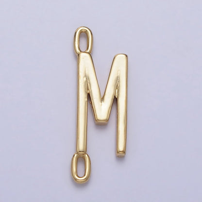 Dainty Sideway Initial Charm Connector Gold Letter Dainty Name Necklace Link Connector for Personalized Jewelry A-364-A-376