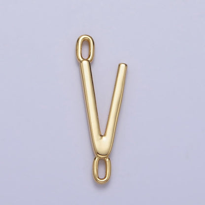 Dainty Sideway Initial Charm Connector Gold Letter Dainty Name Necklace Link Connector for Personalized Jewelry A-364-A-376