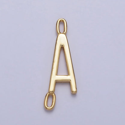 Dainty Sideway Initial Charm Connector Gold Letter Dainty Name Necklace Link Connector for Personalized Jewelry A-364-A-376