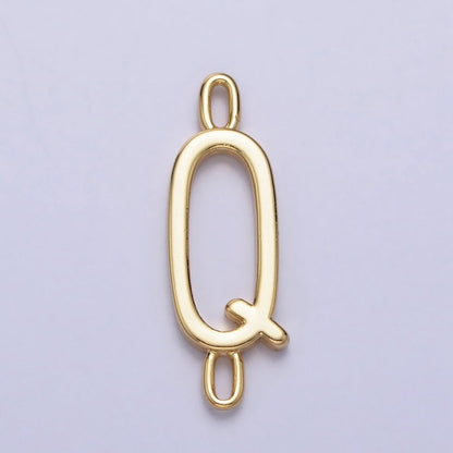 Dainty Sideway Initial Charm Connector Gold Letter Dainty Name Necklace Link Connector for Personalized Jewelry A-364-A-376