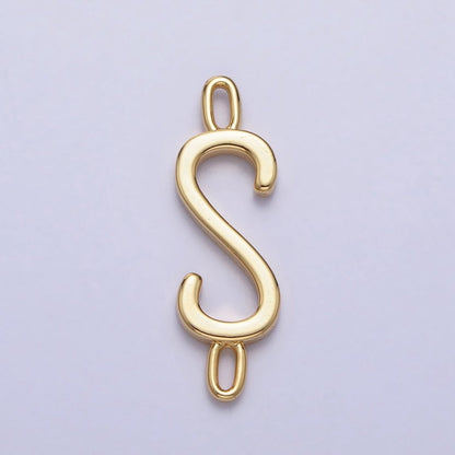 Dainty Sideway Initial Charm Connector Gold Letter Dainty Name Necklace Link Connector for Personalized Jewelry A-364-A-376