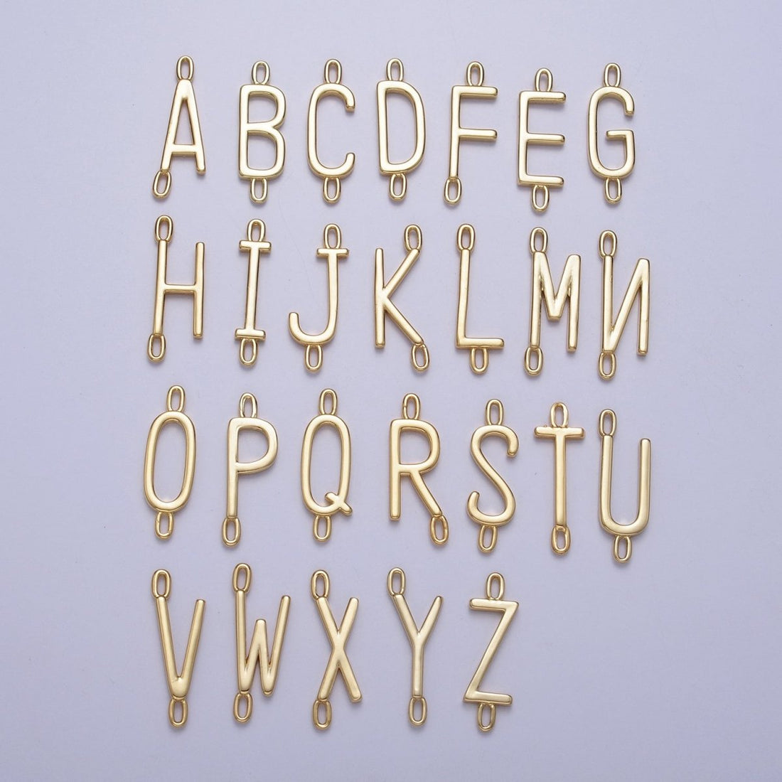 Dainty Sideway Initial Charm Connector Gold Letter Dainty Name Necklace Link Connector for Personalized Jewelry A-364-A-376