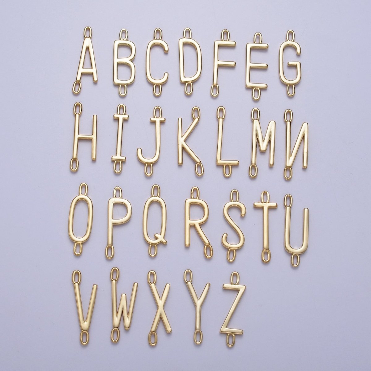 Dainty Sideway Initial Charm Connector Gold Letter Dainty Name Necklace Link Connector for Personalized Jewelry A-364-A-376
