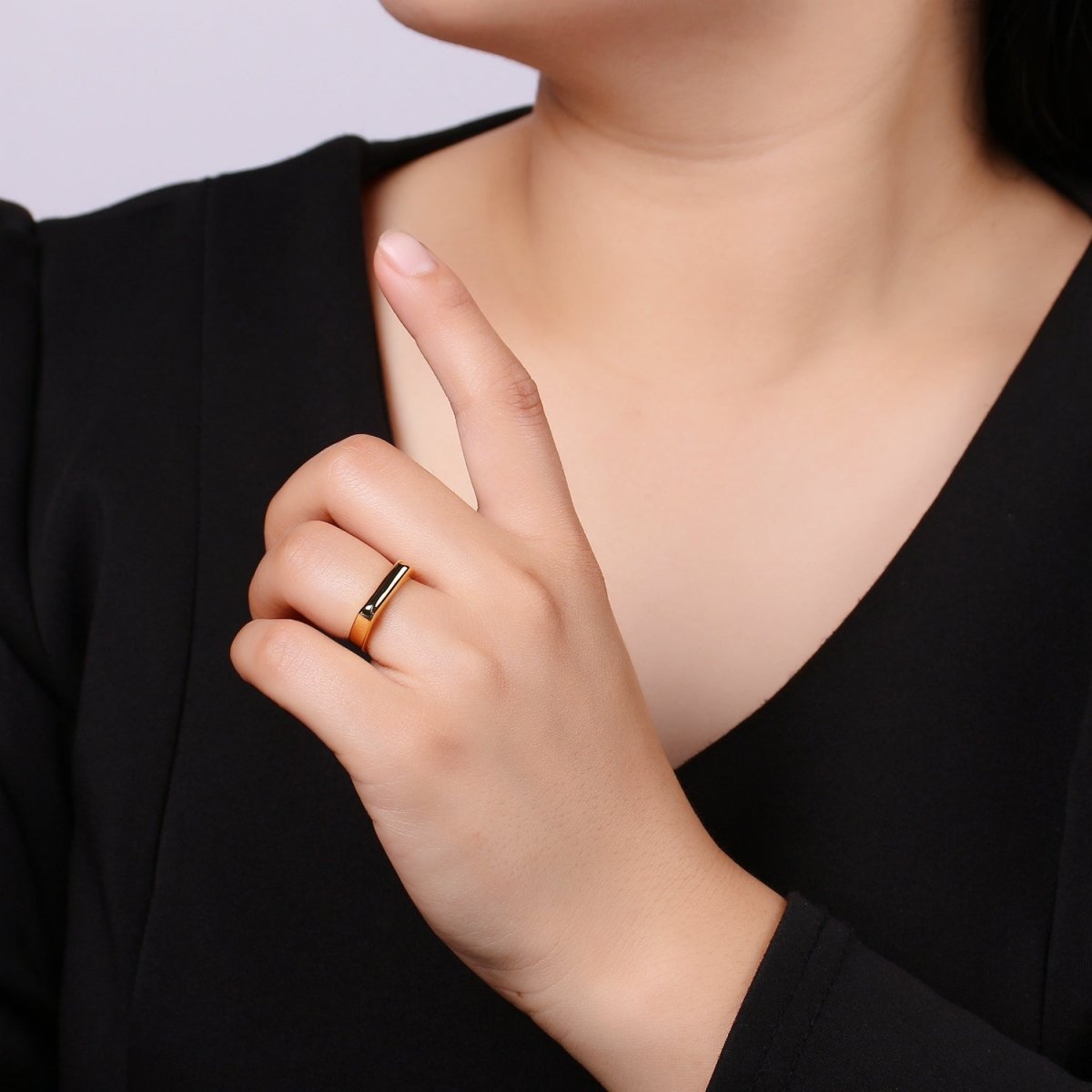 Dainty Signet ring - Square signet - Minimalist gold ring - Signet gold- Stack ring - Dainty Open ring - Size 6 gold ring