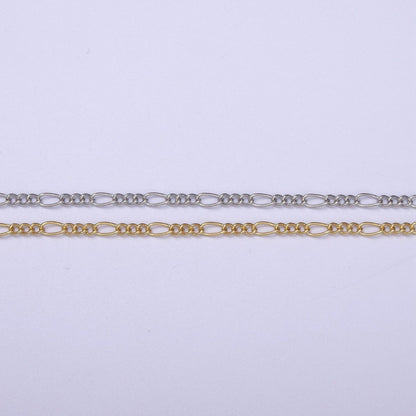 OS Dainty Silver Figaro long and short Chain by Yard Wholesale Bulk Unfinished Chain for Jewelry Making | ROLL-762 Clearance Pricing