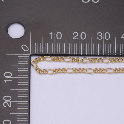 OS Dainty Silver Figaro long and short Chain by Yard Wholesale Bulk Unfinished Chain for Jewelry Making | ROLL-762 Clearance Pricing