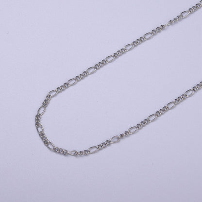 OS Dainty Silver Figaro long and short Chain by Yard Wholesale Bulk Unfinished Chain for Jewelry Making | ROLL-762 Clearance Pricing