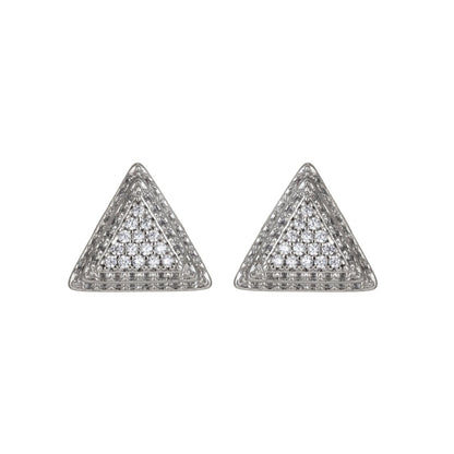 Dainty Silver Geometric Stud Earrings in Clear Cubic Zirconia Micro Pave earring Supply Q-074 Q-076 Q-078 Q-079