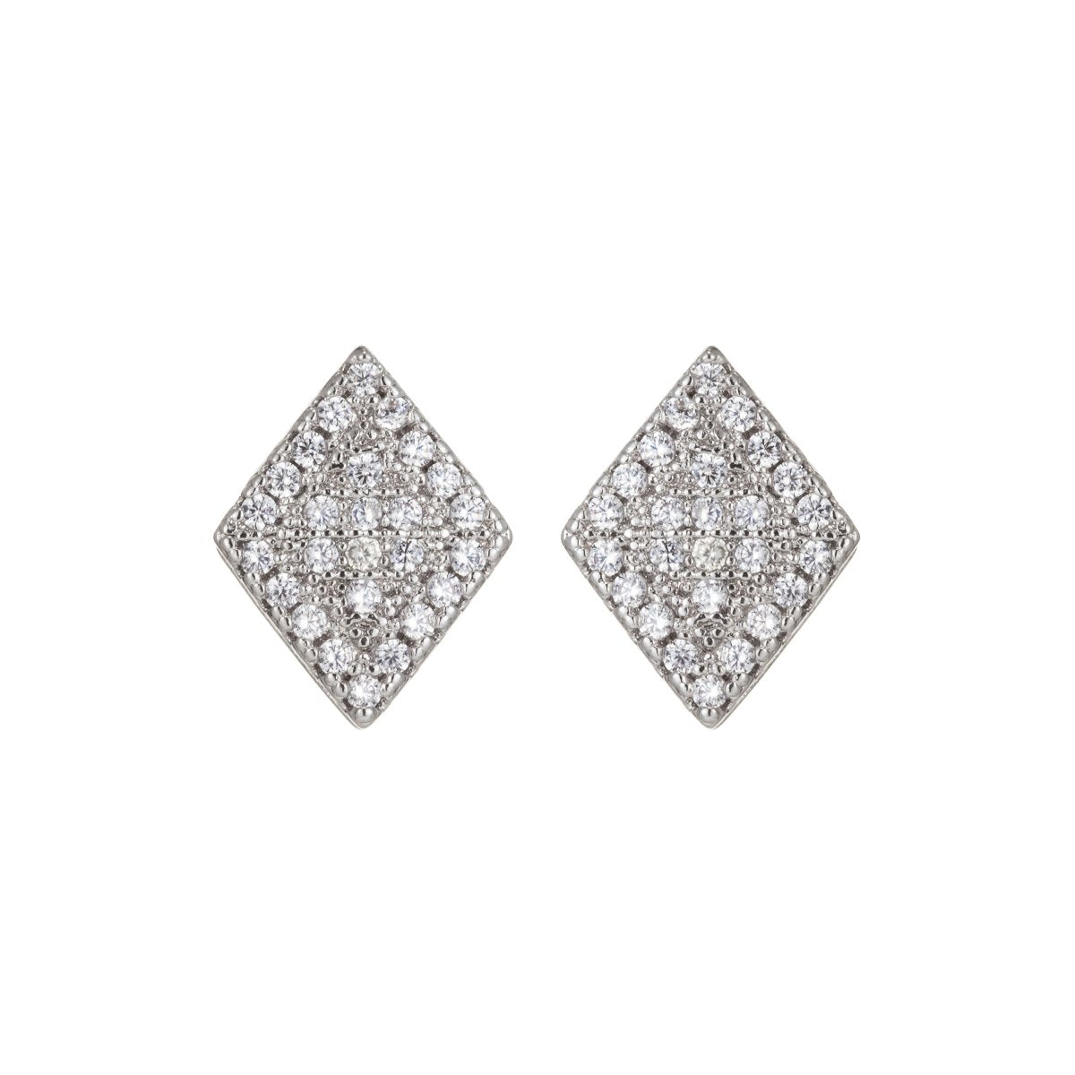 Dainty Silver Geometric Stud Earrings in Clear Cubic Zirconia Micro Pave earring Supply Q-074 Q-076 Q-078 Q-079