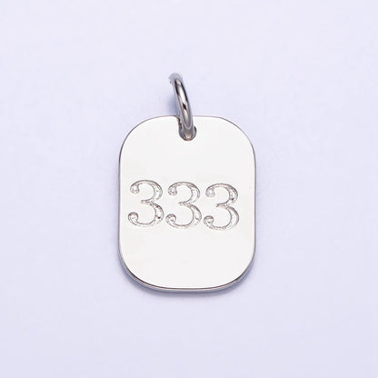 Dainty Silver Tag Angel Number Numerology Engraved Small Military Tag Charm add on Pendant | AC062-AC071
