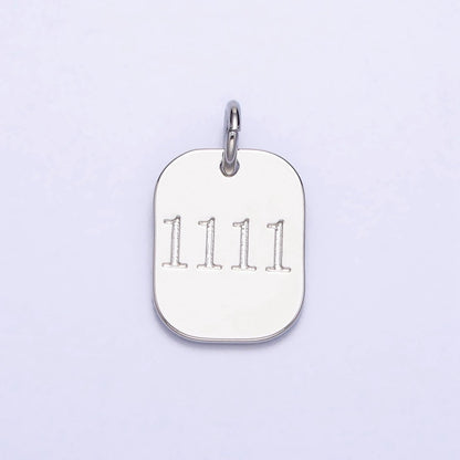 Dainty Silver Tag Angel Number Numerology Engraved Small Military Tag Charm add on Pendant | AC062-AC071