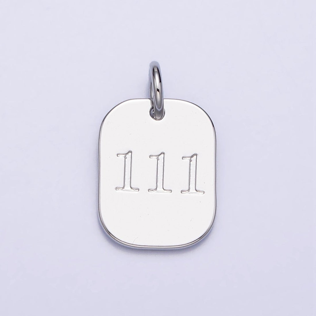 Dainty Silver Tag Angel Number Numerology Engraved Small Military Tag Charm add on Pendant | AC062-AC071