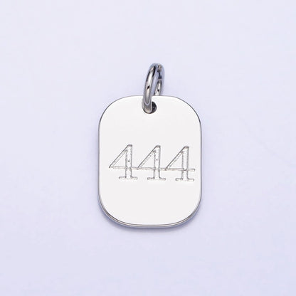 Dainty Silver Tag Angel Number Numerology Engraved Small Military Tag Charm add on Pendant | AC062-AC071
