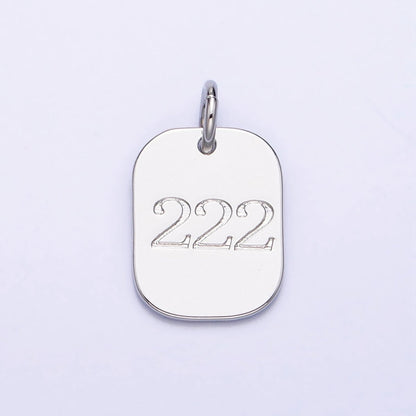 Dainty Silver Tag Angel Number Numerology Engraved Small Military Tag Charm add on Pendant | AC062-AC071