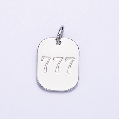 Dainty Silver Tag Angel Number Numerology Engraved Small Military Tag Charm add on Pendant | AC062-AC071