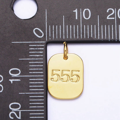 Dainty Silver Tag Angel Number Numerology Engraved Small Military Tag Charm add on Pendant | AC062-AC071